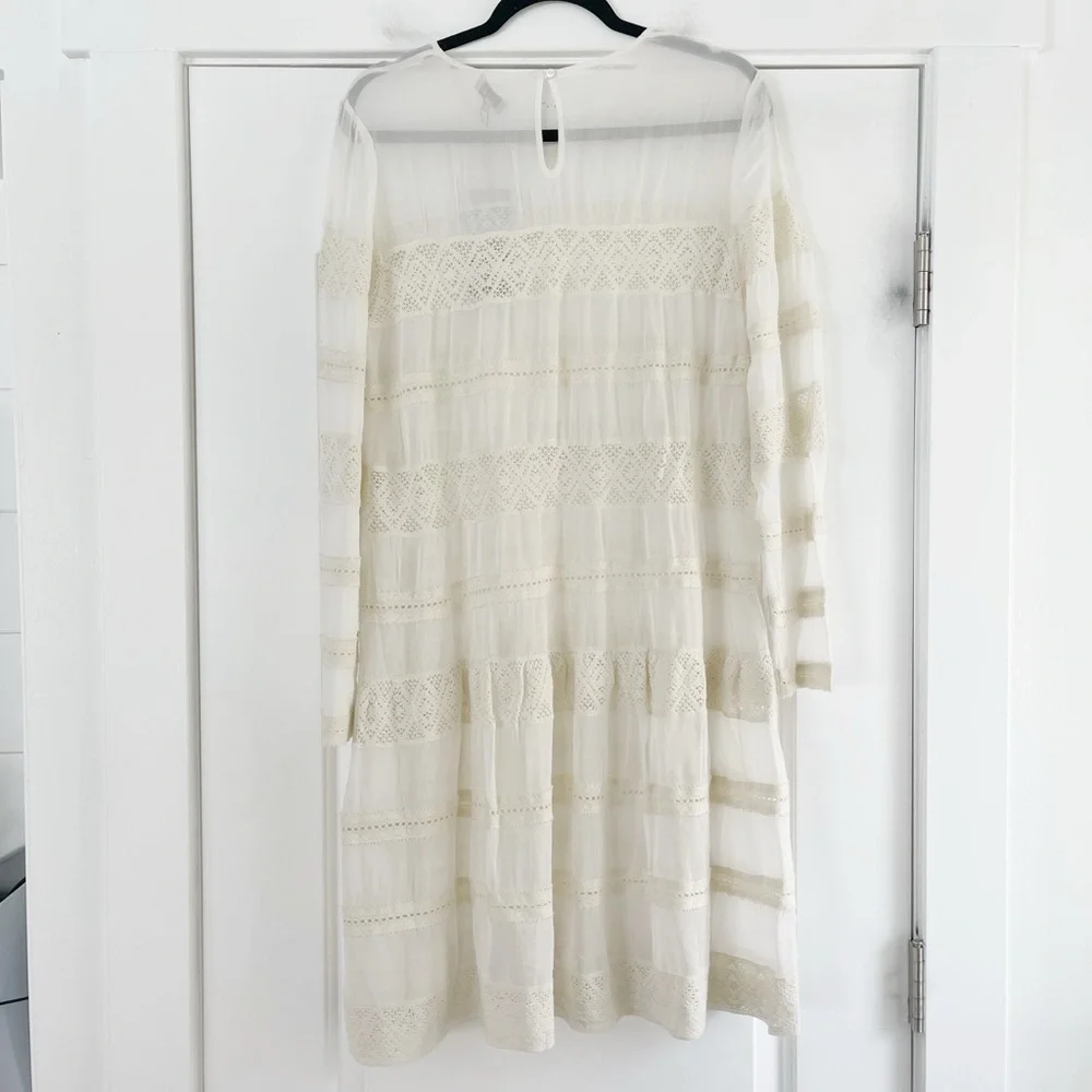 By TiMo Bohemian Cream Lace Tiered Dress - L
